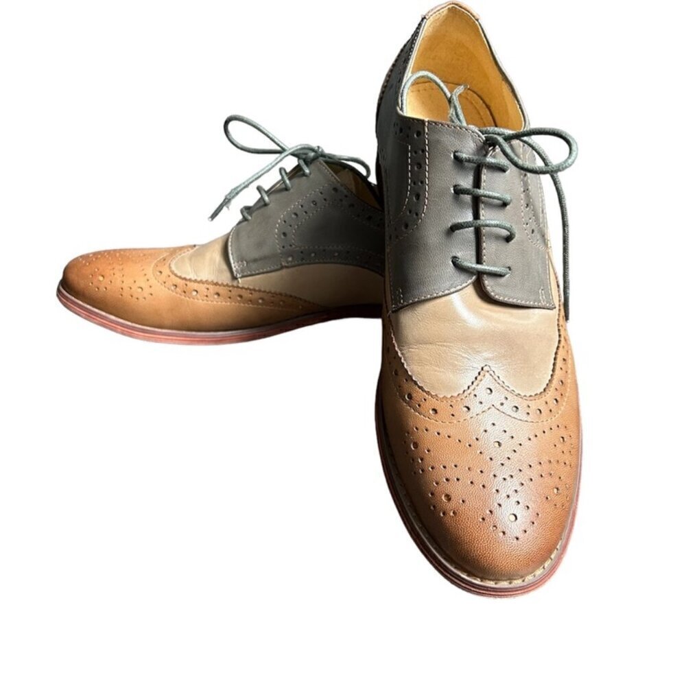 Brown and Grey Formal Lace Up Oxford Shoes US 8.5